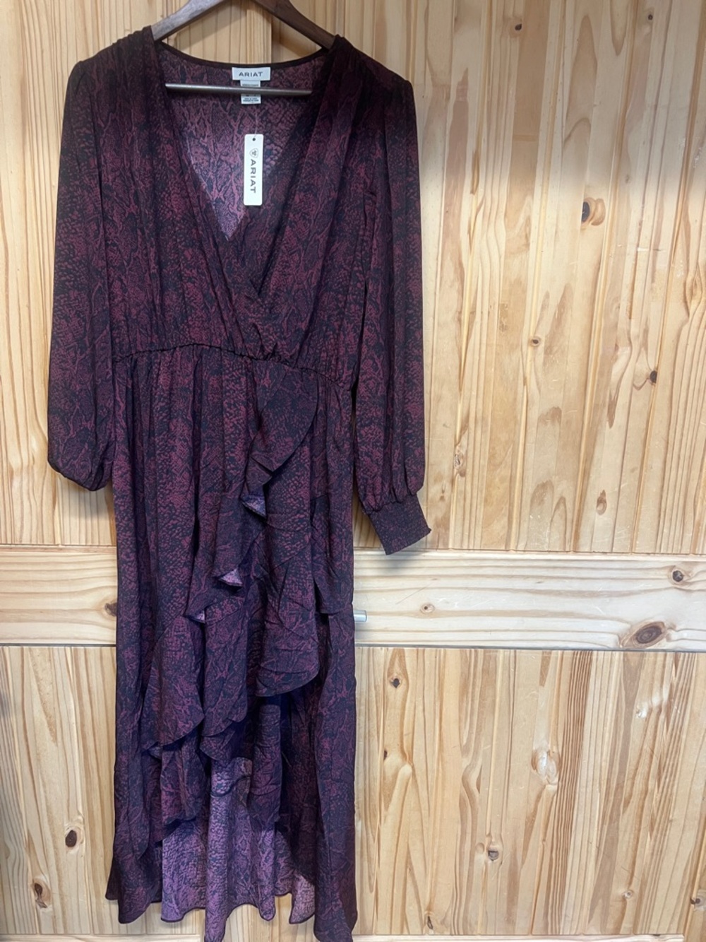 NWT Ariat W’s High-Low Ruffle Arizona Dress- Port Royale Python